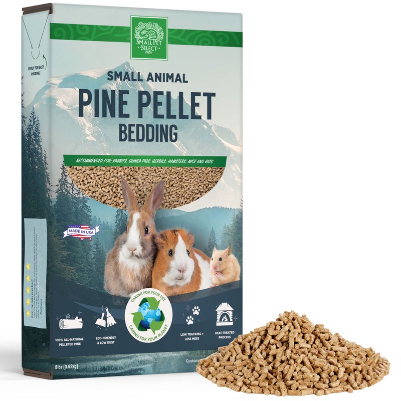 Small Pet Select Pine Pellet Bedding 8lb, Litter Pellets for Rabbit, Guinea Pig, Hamster, Bunny and other Small Animals, Made in USA, 8lb - Image 1